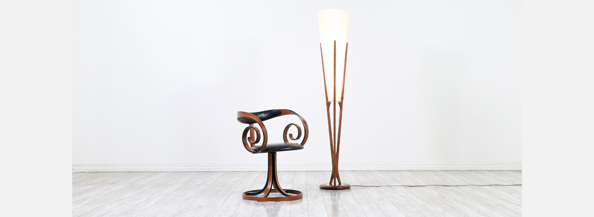 John Keal Sculpted Trident-Style Floor Lamp for Modeline of California