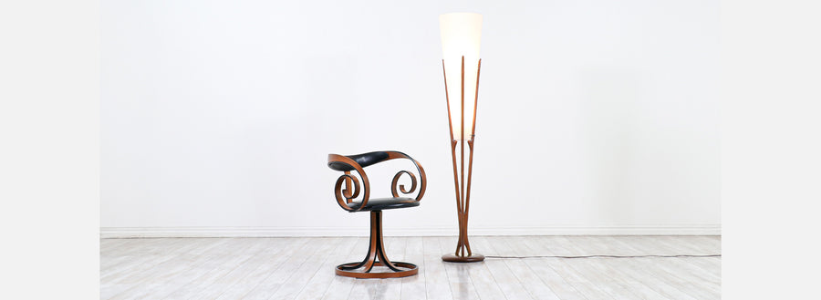 John Keal Sculpted Trident-Style Floor Lamp for Modeline of California