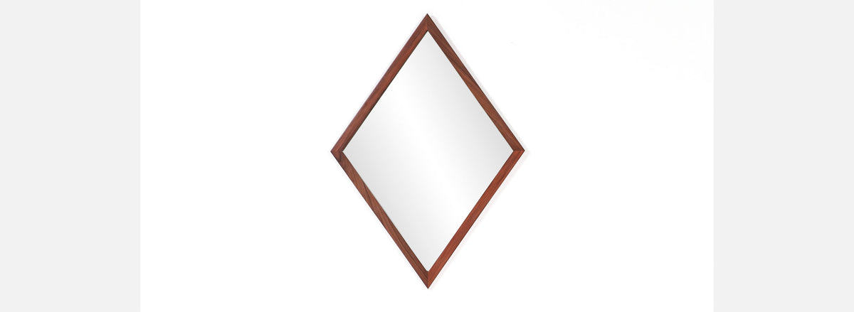 Mid-Century Modern Diamond Shape Rosewood Mirror