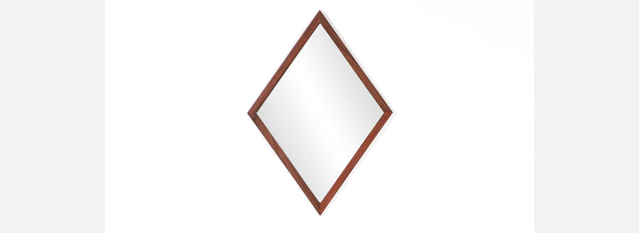 Mid-Century Modern Diamond Shape Rosewood Mirror