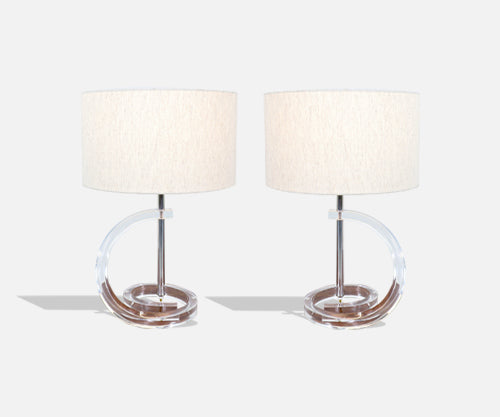 Mid-Century Modern Sculpted Lucite Table Lamps