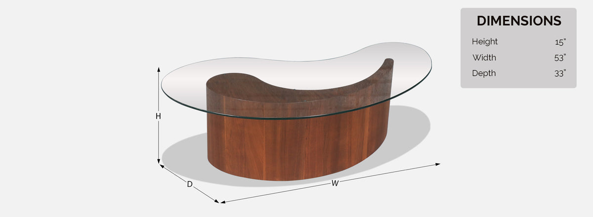 Mid-Century Sculpted Biomorphic Shaped Coffee Table w/ Glass Top