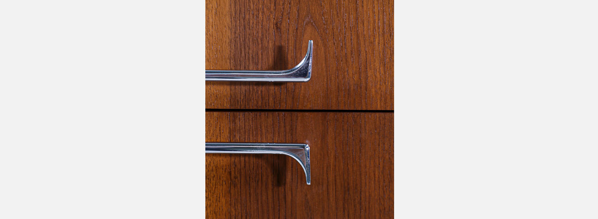 Mid-Century Modern Walnut Chest of Drawers with Sculpted Chrome Pulls