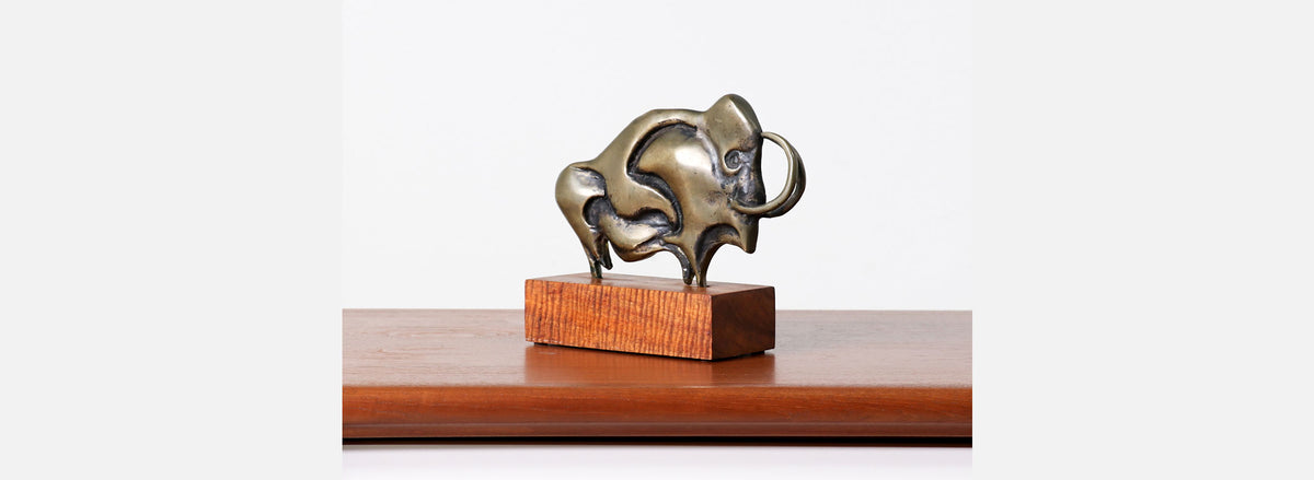 Mid-Century Modern Bronze Wooly Mammoth Sculpture