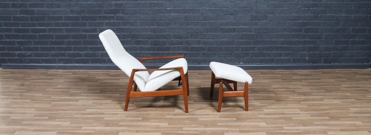Folke Ohlsson Model-1032 Reclining Chair w/ Ottoman for Dux
