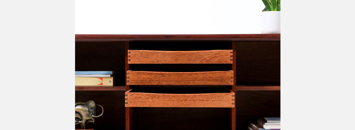 Danish Modern Rosewood Tambour-Door Credenza by Dyrlund