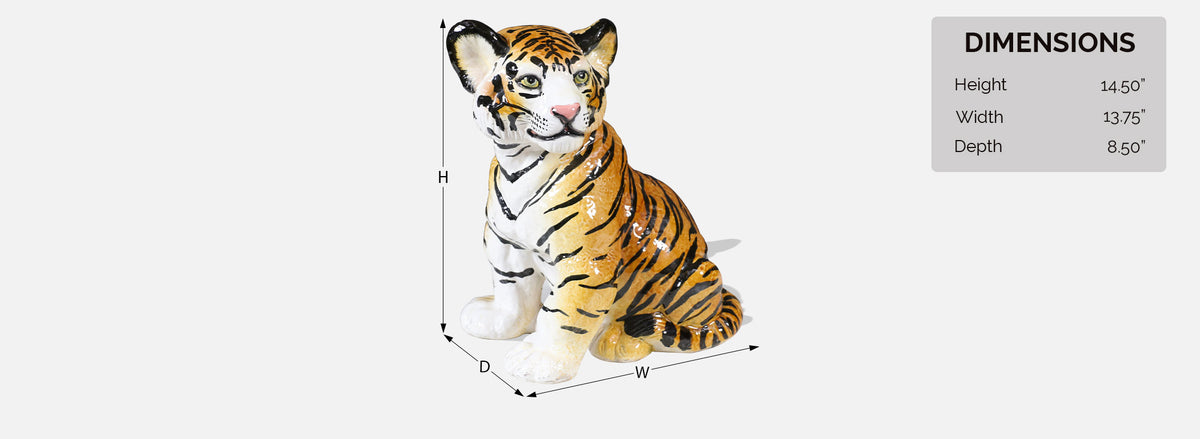 Mid-Century Italian Glazed Ceramic Tiger Sculpture