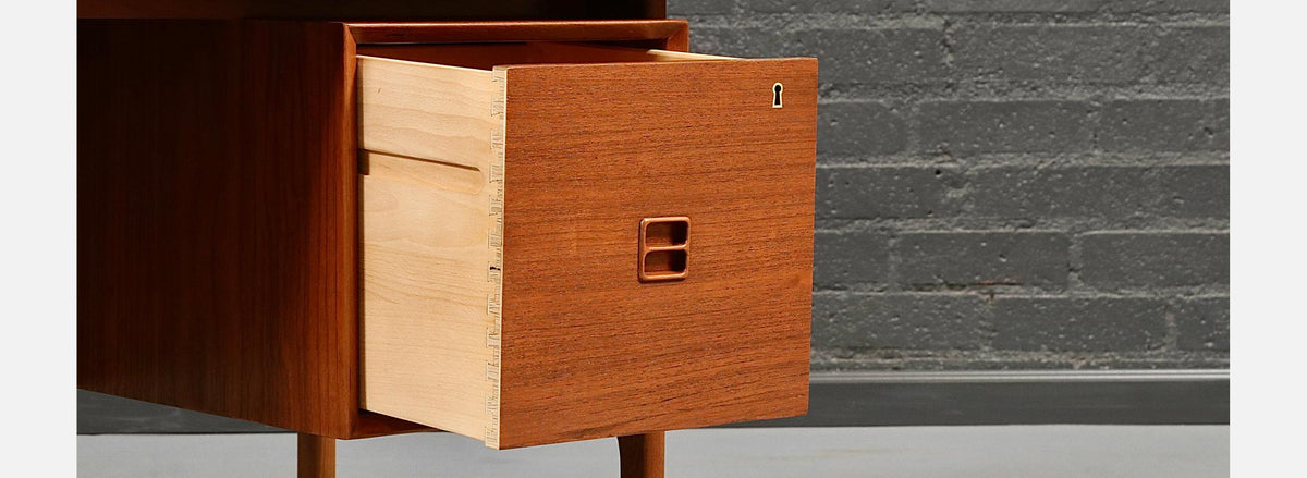 Erik Brouer Executive Teak Desk w/ Bookcase for Brouer Møbelfabrik