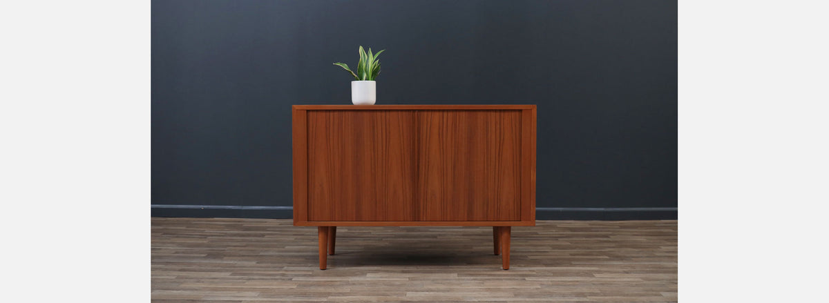 Carlo Jensen Teak Tambour-Door Cabinet for Hundevad Co.