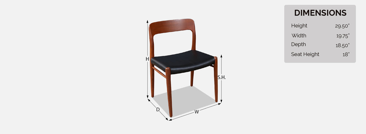 Niels Moller Model-75 Teak & Leather Dining Chairs