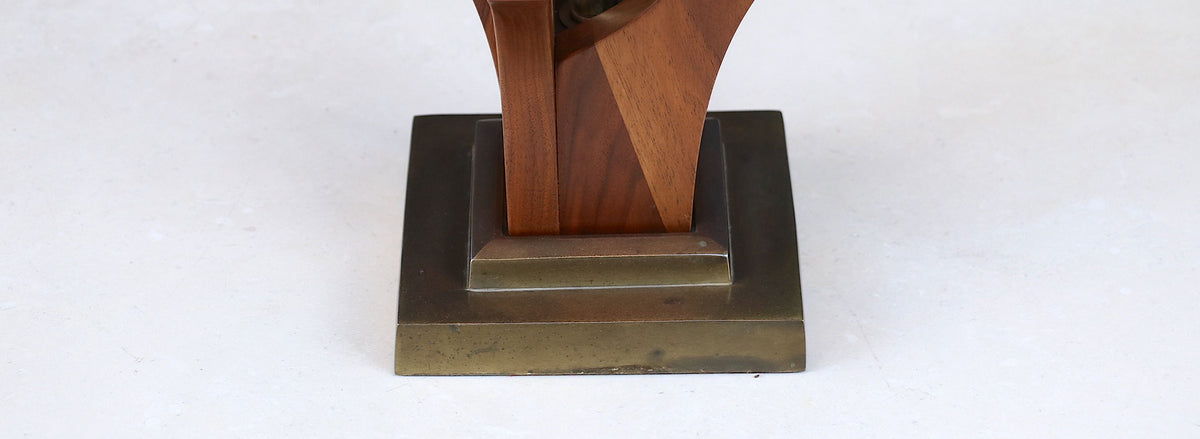 Mid-Century Modern Sculpted Spiral Walnut Table Lamp
