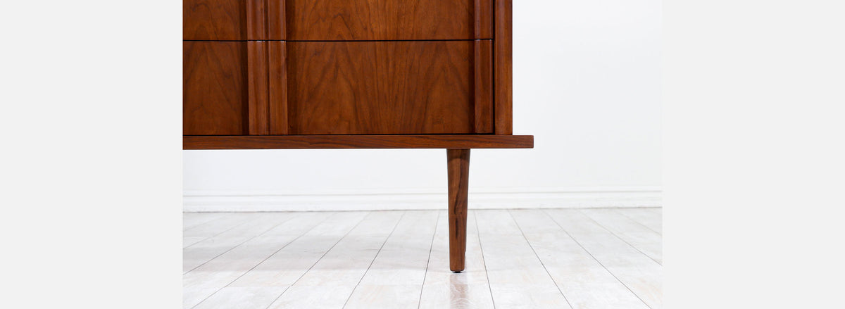 American of Martinsville Sculpted Walnut Highboy