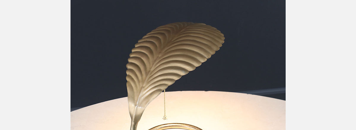 Post Modern Brass Leaf Shaped Desk Lamp