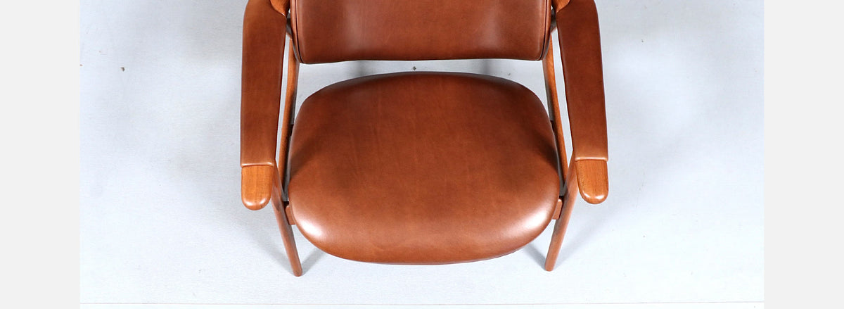 Arne Hovmand-Olsen Teak & Cognac Leather Lounge Chair for Mogens Kold