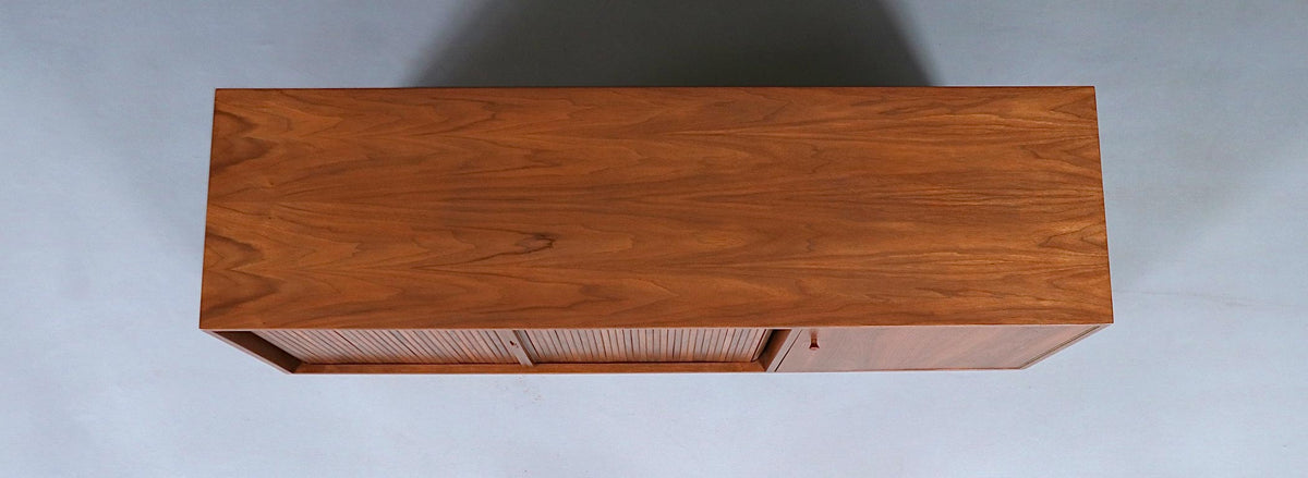 California Modernist Walnut Tambour-Door Credenza by Milo Baughman