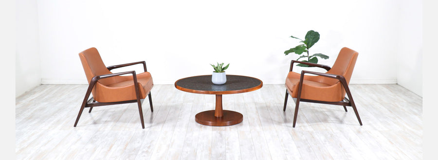Gordon & Jane Martz Coffee Table with Ceramic Coin Inlay Top for Marshall Studios