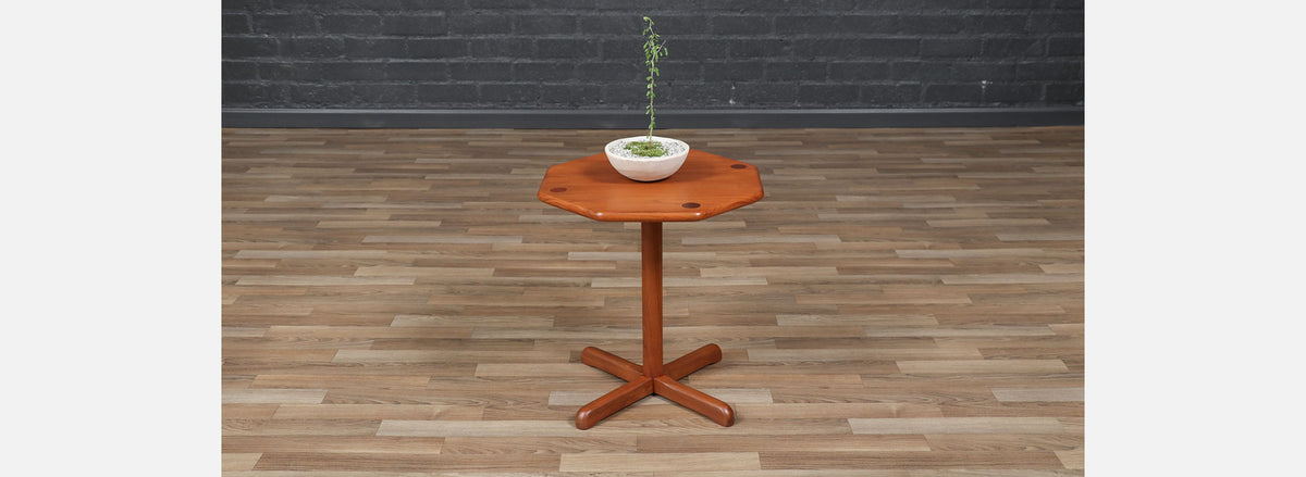 Danish Modern Pedestal Teak Side Table by B&M