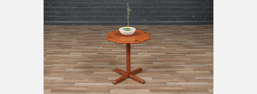 Danish Modern Pedestal Teak Side Table by B&M