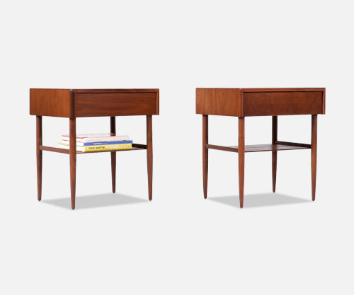 John Keal Night Stands with Magazine Shelves for Brown Saltman