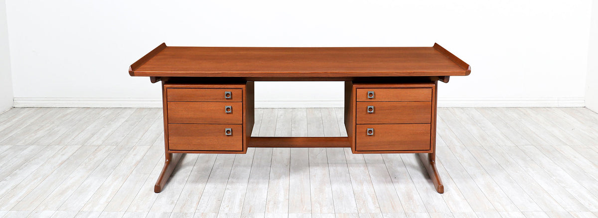 Danish Modern Executive Teak Desk for H.P. Hansen