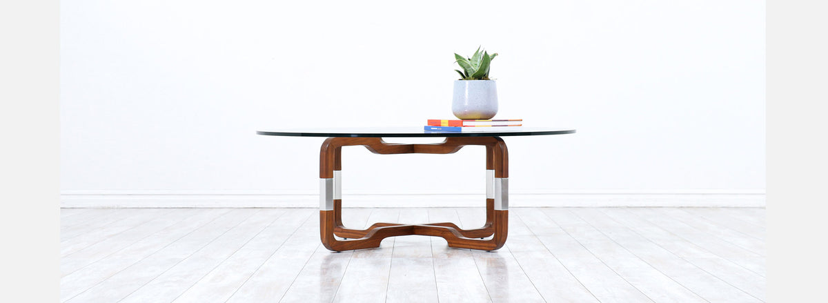 Mid-Century Modern Sculpted Walnut Coffee Table by Brown Saltman