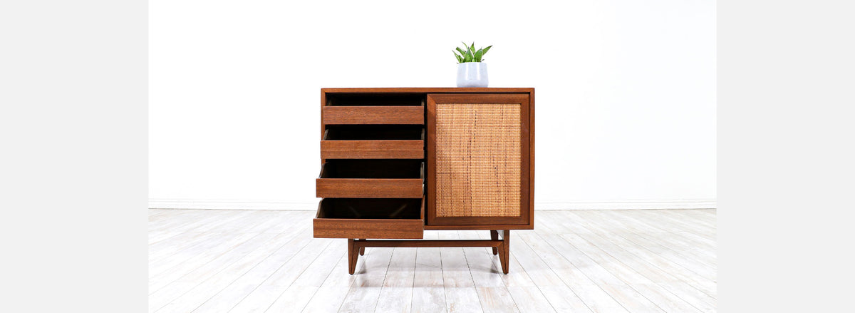 John Keal Cabinet with Cane Doors for Brown Saltman
