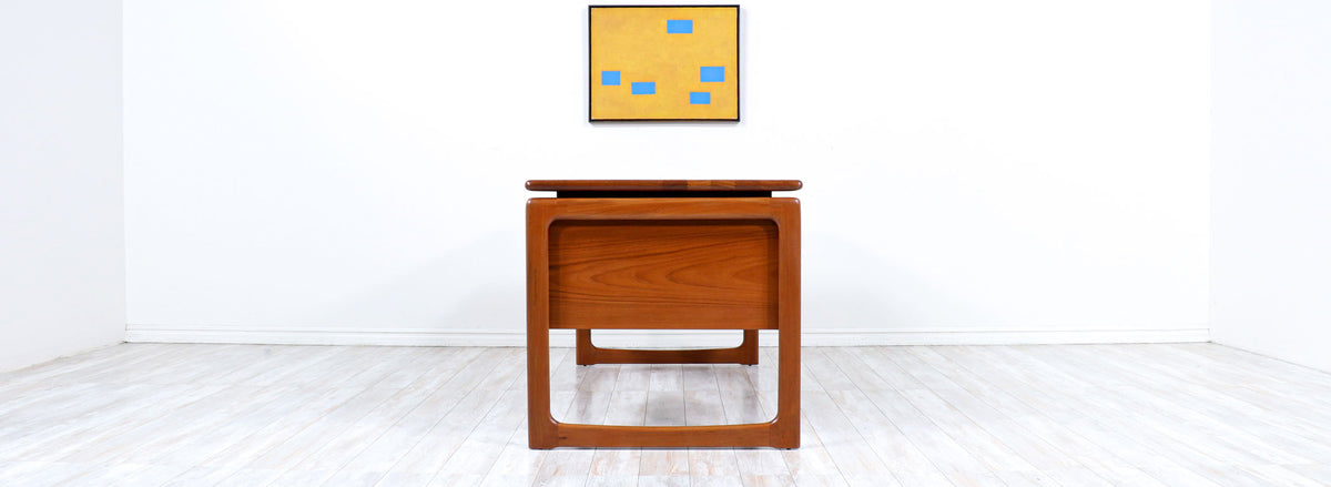 Danish Modern Floating-Top Teak Desk with Bookcase by Dyrlund