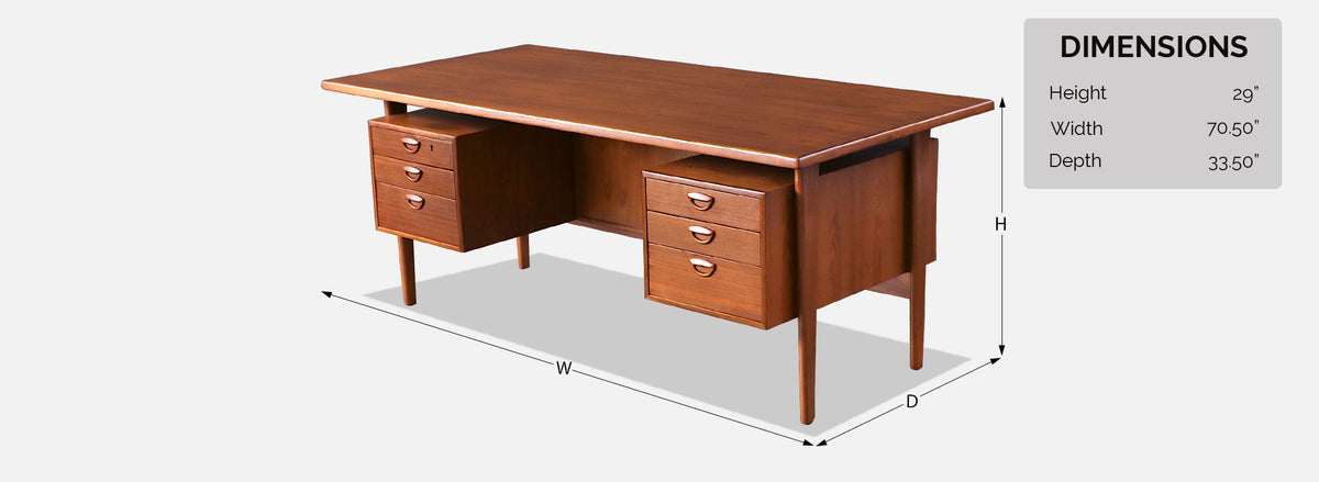 Kai Kristiansen Teak Desk with Bookcase for Feldballes Møbelfabrik