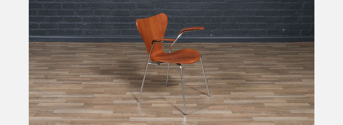 Arne Jacobsen Series-7 Teak Desk Chair for Fritz Hansen