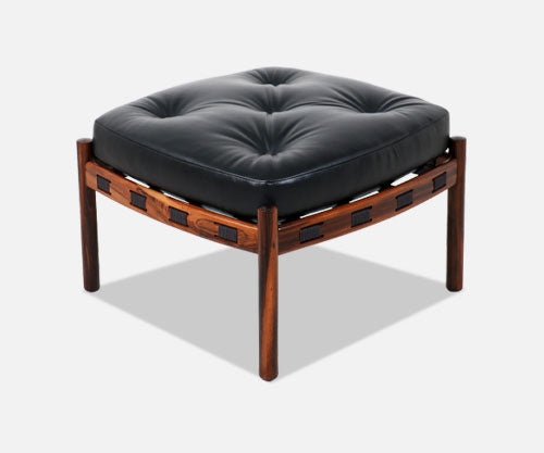 Arne Norell Sculpted Rosewood & Leather Stool for Coja 