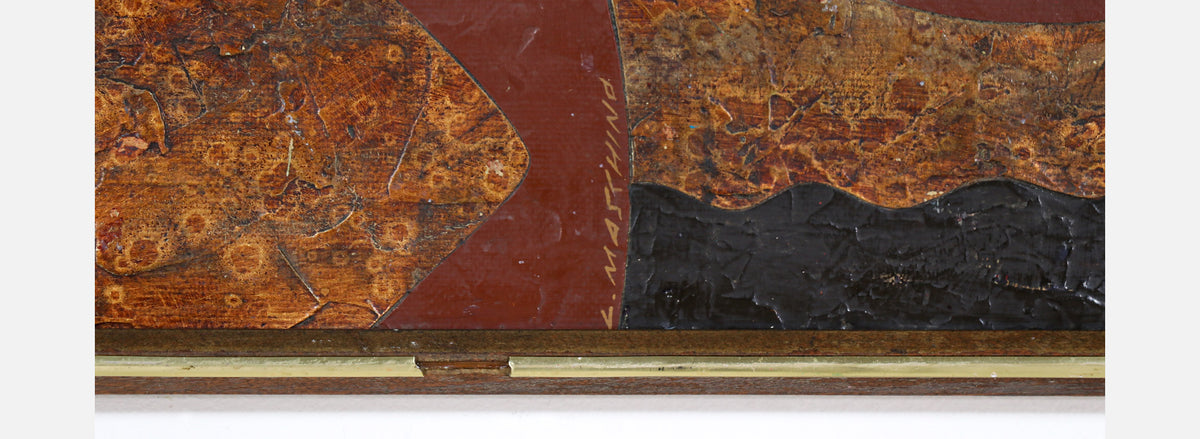 Mid-Century Modern Abstract Bull Painting by Larry Maschino