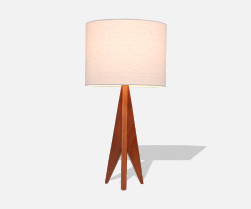 Danish Modern Tripod Sculpted Teak Table Lamp