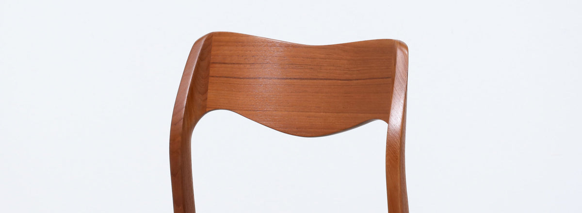 Arne Hovmand-Olsen Model 71 Teak Wood & Leather Dining Chairs for J.L. Møllers