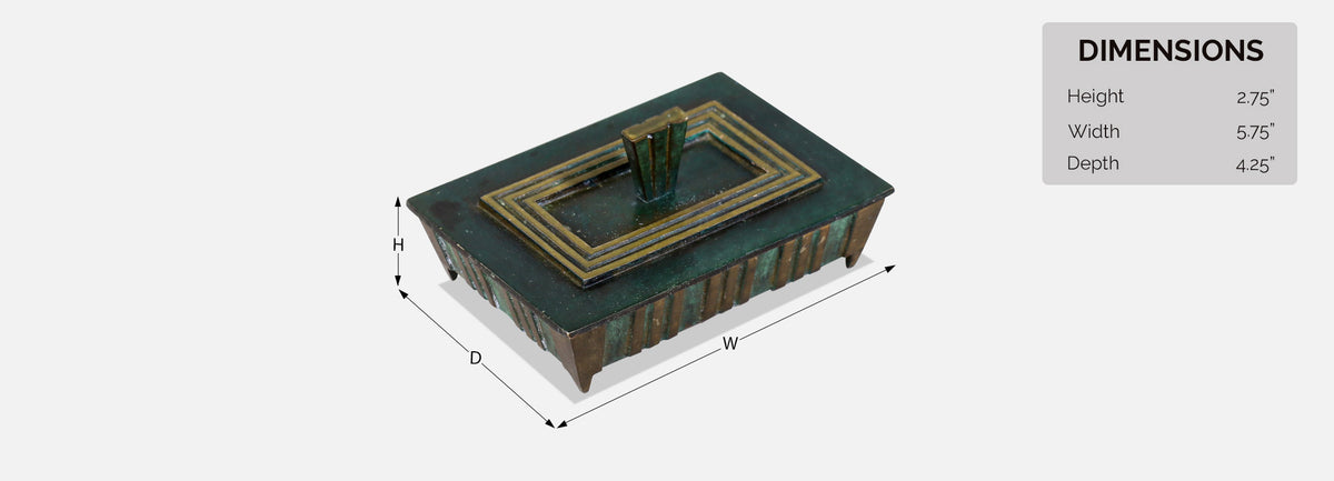 Mid-Century Modern Verdigris Bronze Trinket Box 