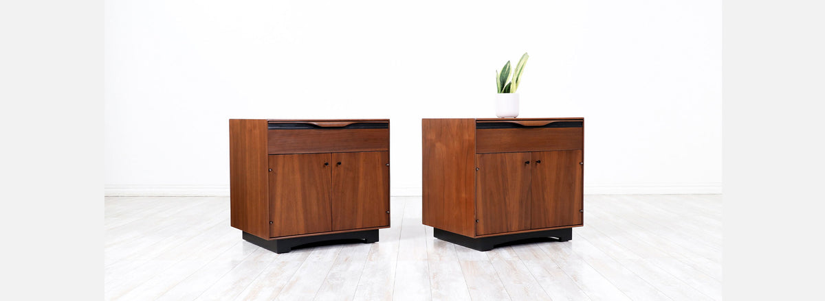 California Modern Walnut Night Stands by John Kapel