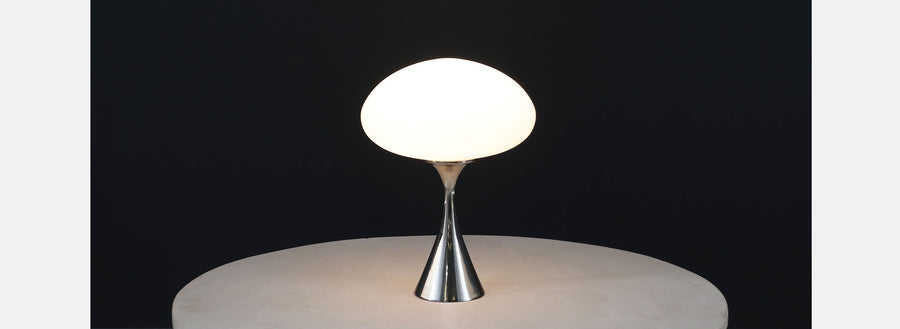 Laurel Chrome & Mushroom Frosted Glass Shade Lamp 