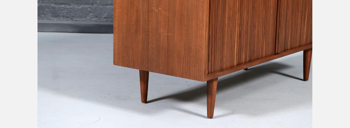 Vintage Barzilay California Modern Tambour-Door Walnut Credenza by Barzilay