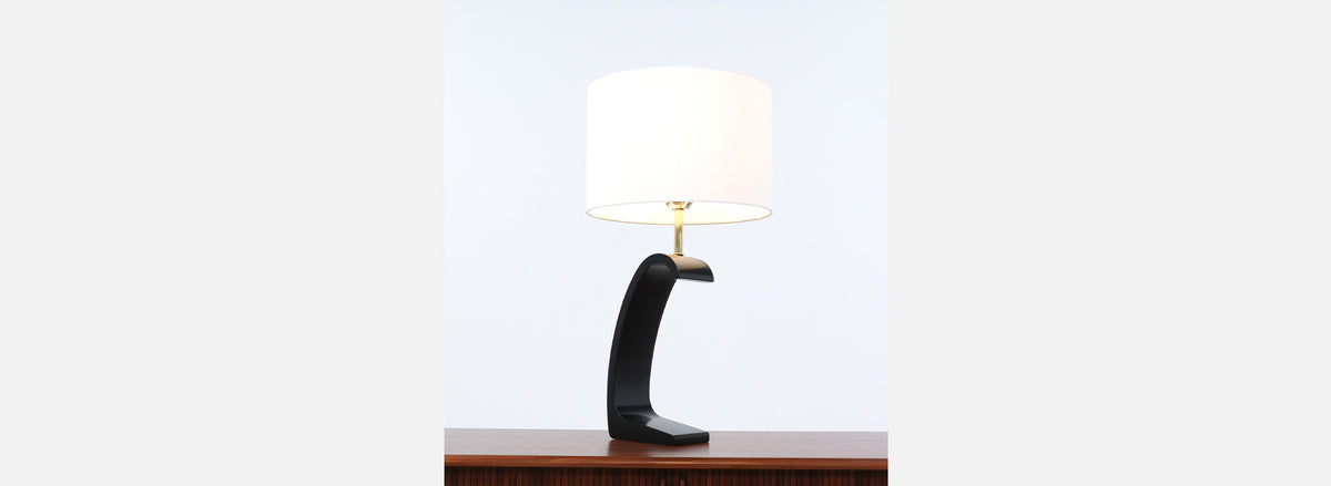 California Modern Sculpted Ebony Table Lamp by Modeline of CA