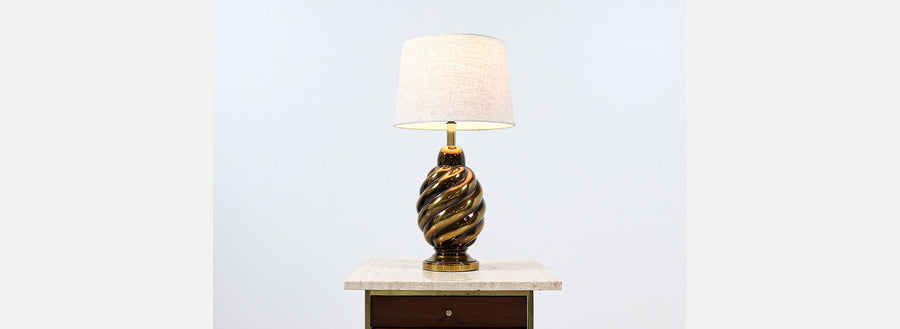 Mid-Century Modern Brass Spiral Form Table Lamp by Westwood Industries 