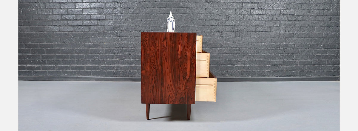 Danish Modern Rosewood Dresser w/ Steel Accents by Falster