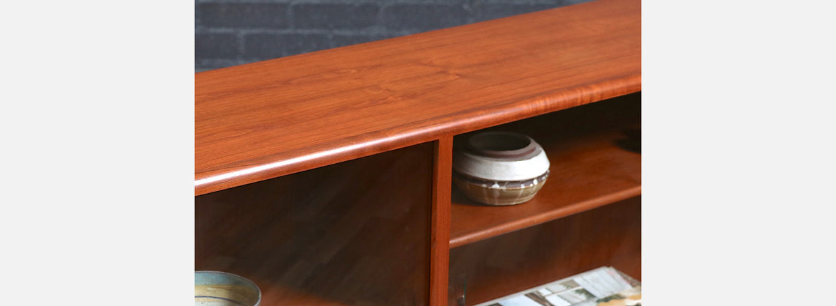 Danish Modern Teak & Glass Bookcase by Bernard Pedersen