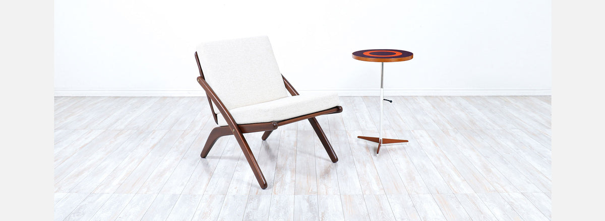 Peter Pepper Products Adjustable Tripod Teak Side Table