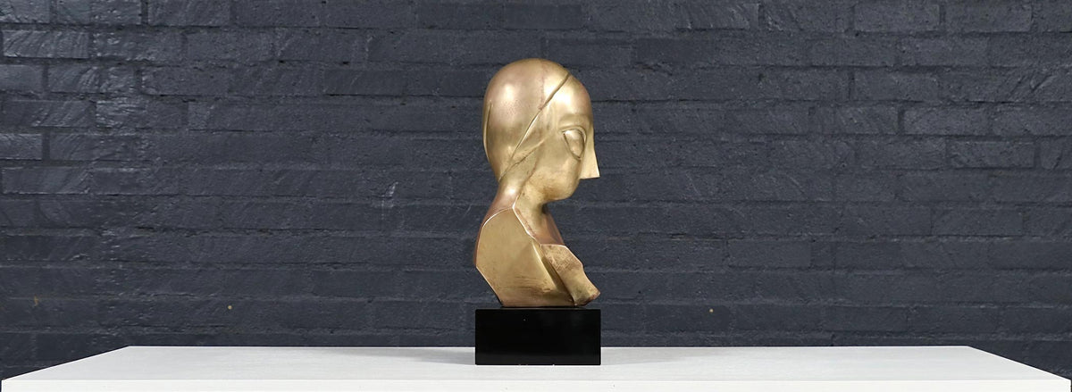 Vintage Modernist Brancusi-Inspired Bust Sculpture