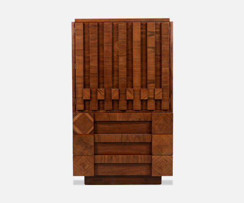 Mid-Century Modern "Stacatto" Geometric Highboy by Lane Furniture Co.