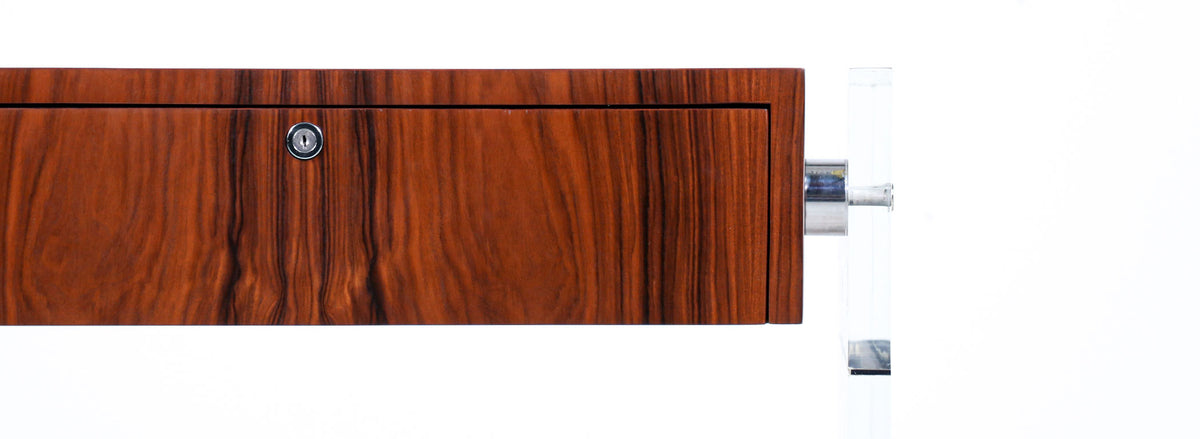 Poul Norreklit Executive Rosewood & Lucite Desk for Sigurd Hansen 