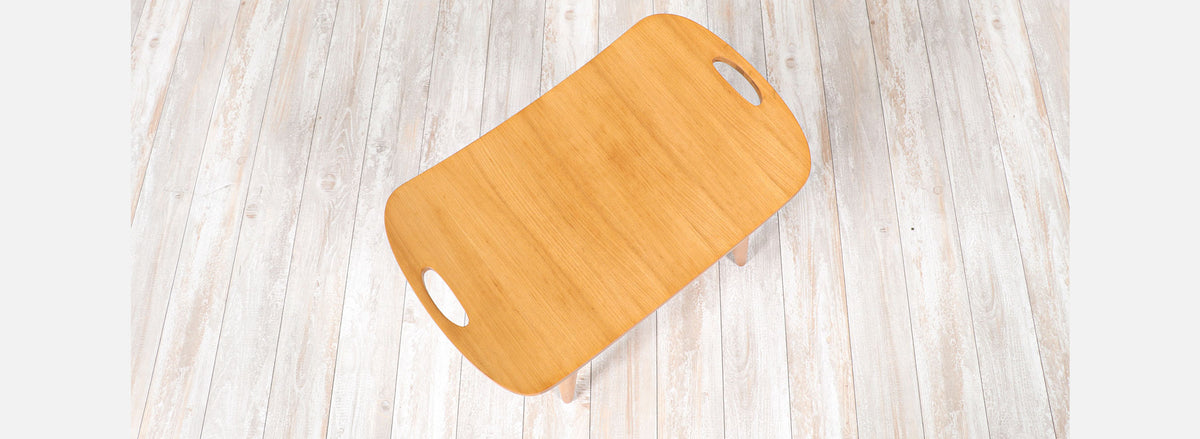 Mid-Century Modern Sculpted Primavera Wood Stool