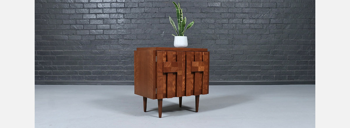 Single Mid-Century Brutalist Modern "Staccato" Night Stand by Lane