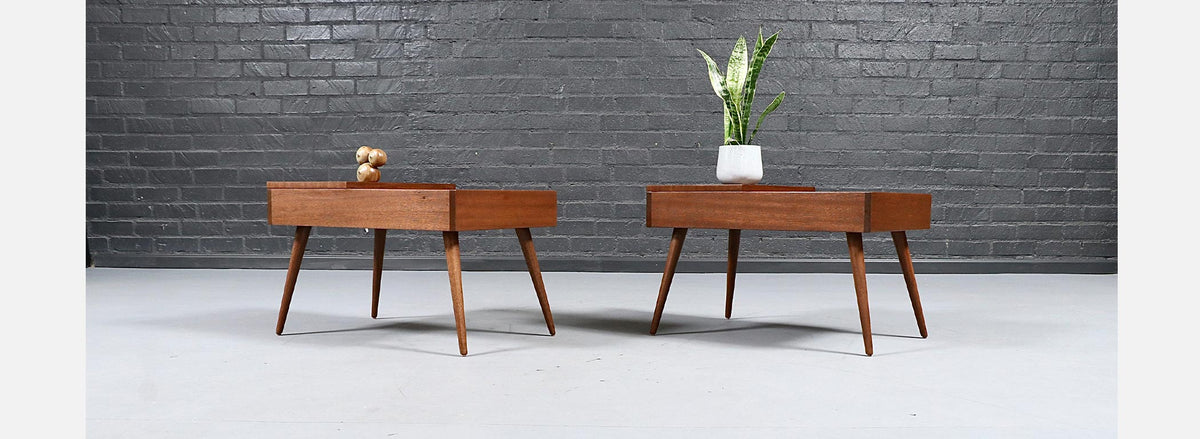 Californian Modern Side Tables w/ Storage Compartments by John Keal