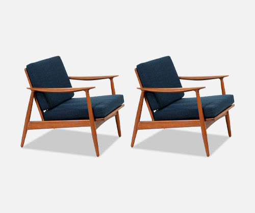 Danish Modern Sculpted Teak Lounge Chairs by John Bone