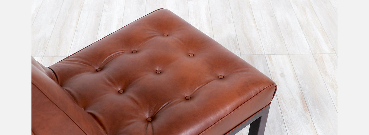 Edward J. Wormley Cognac Leather Slipper Chairs for Dunbar